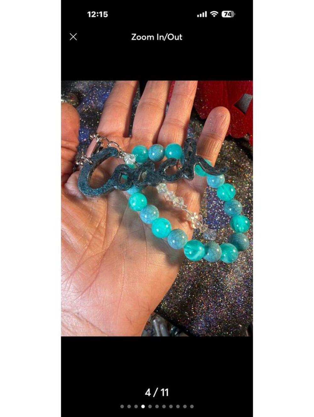 Authentic Coach charm and a beaded purse charm teal and purple iridescent - Picture 8 of 10